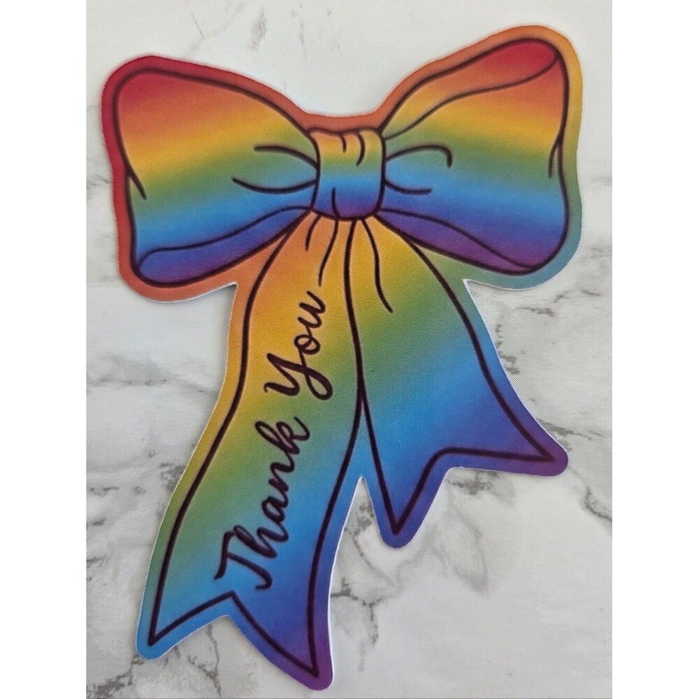 50 Rainbow Bow Thank You Cards | Cute Gift Packaging Decoration